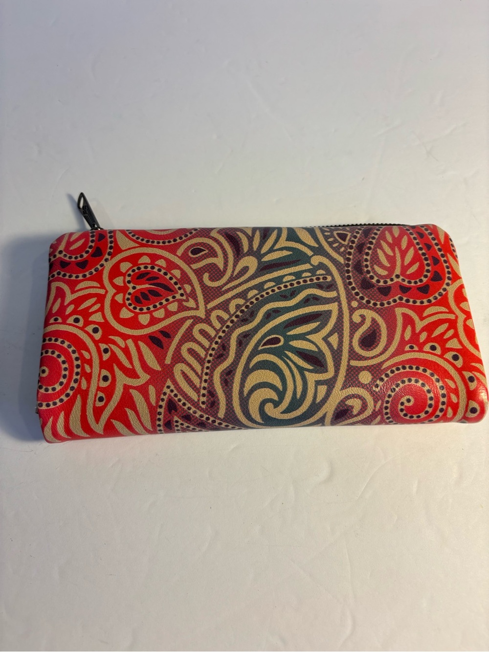 Patricia Nash leather wallet, Greek Ombré paisley print